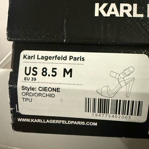 Karl Lagerfeld Paris Orchid Cieone Clear Vinyl Dress Heel Sandals Size 8.5 - Picture 4 of 12